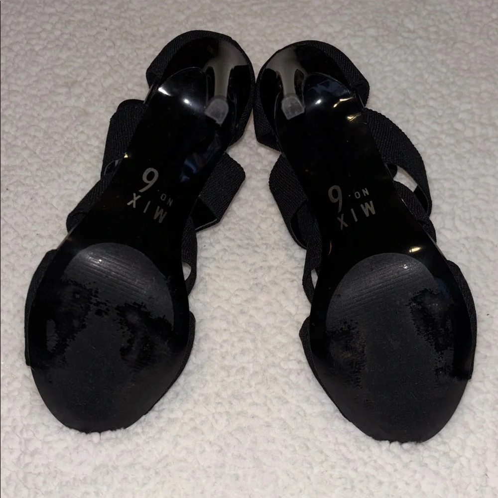 Mix no.6 Black Stretch Strap Heels Size 6